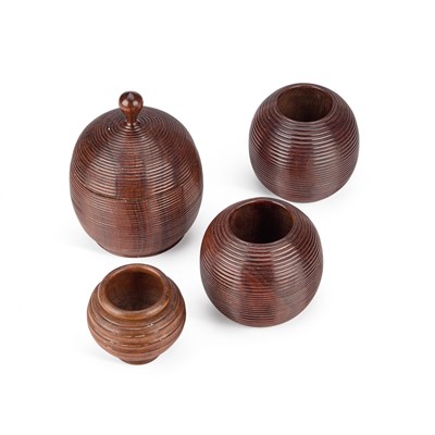 Lot 373 - A PAIR OF TREEN VASES