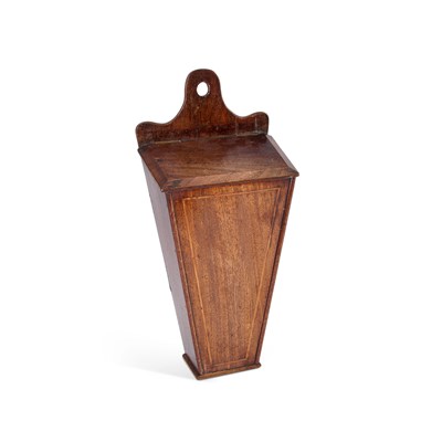 Lot 109 - A GEORGE III STRING-INLAID MAHOGANY CANDLE BOX