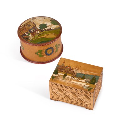 Lot 21 - TWO 20TH CENTURY CARVED AND PAINTED BOXES