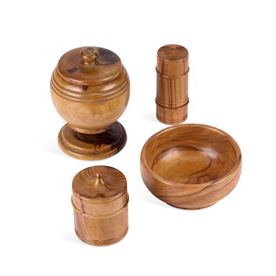 Lot 204 - FOUR PIECES OF OLIVE WOOD TREEN