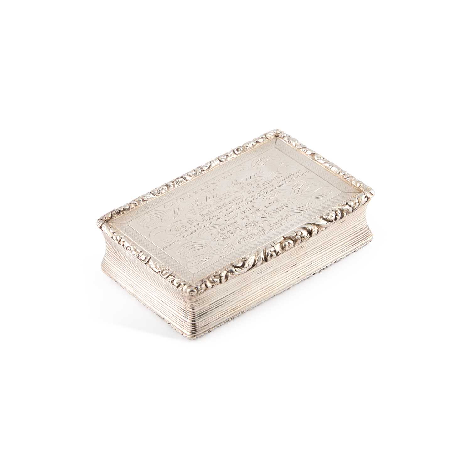 Lot 550 - A WILLIAM IV SILVER SNUFF BOX