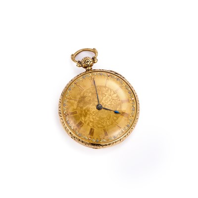 Lot 656 - AN 18CT GOLD OPEN FACED POCKET WATCH