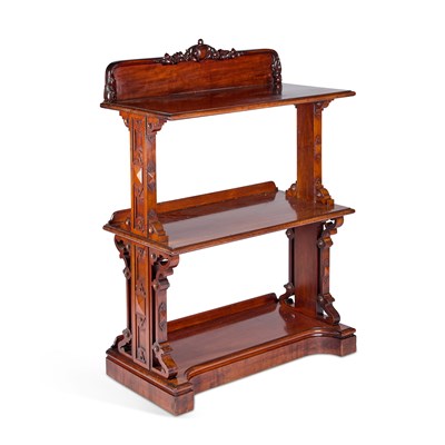 Lot 1325 - A VICTORIAN MAHOGANY THREE-TIER BUFFET