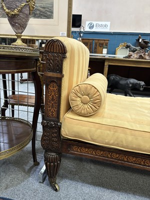 Lot 921 - A REGENCY STAINED BEECH AND MARQUETRY DAY BED