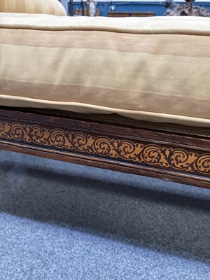 Lot 921 - A REGENCY STAINED BEECH AND MARQUETRY DAY BED