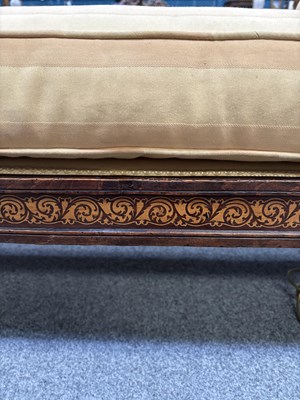 Lot 921 - A REGENCY STAINED BEECH AND MARQUETRY DAY BED