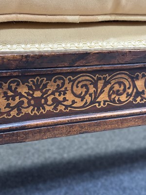 Lot 921 - A REGENCY STAINED BEECH AND MARQUETRY DAY BED