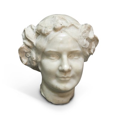 Lot 1074 - A 19TH CENTURY ENGLISH SCHOOL MARBLE BUST OF A LADY