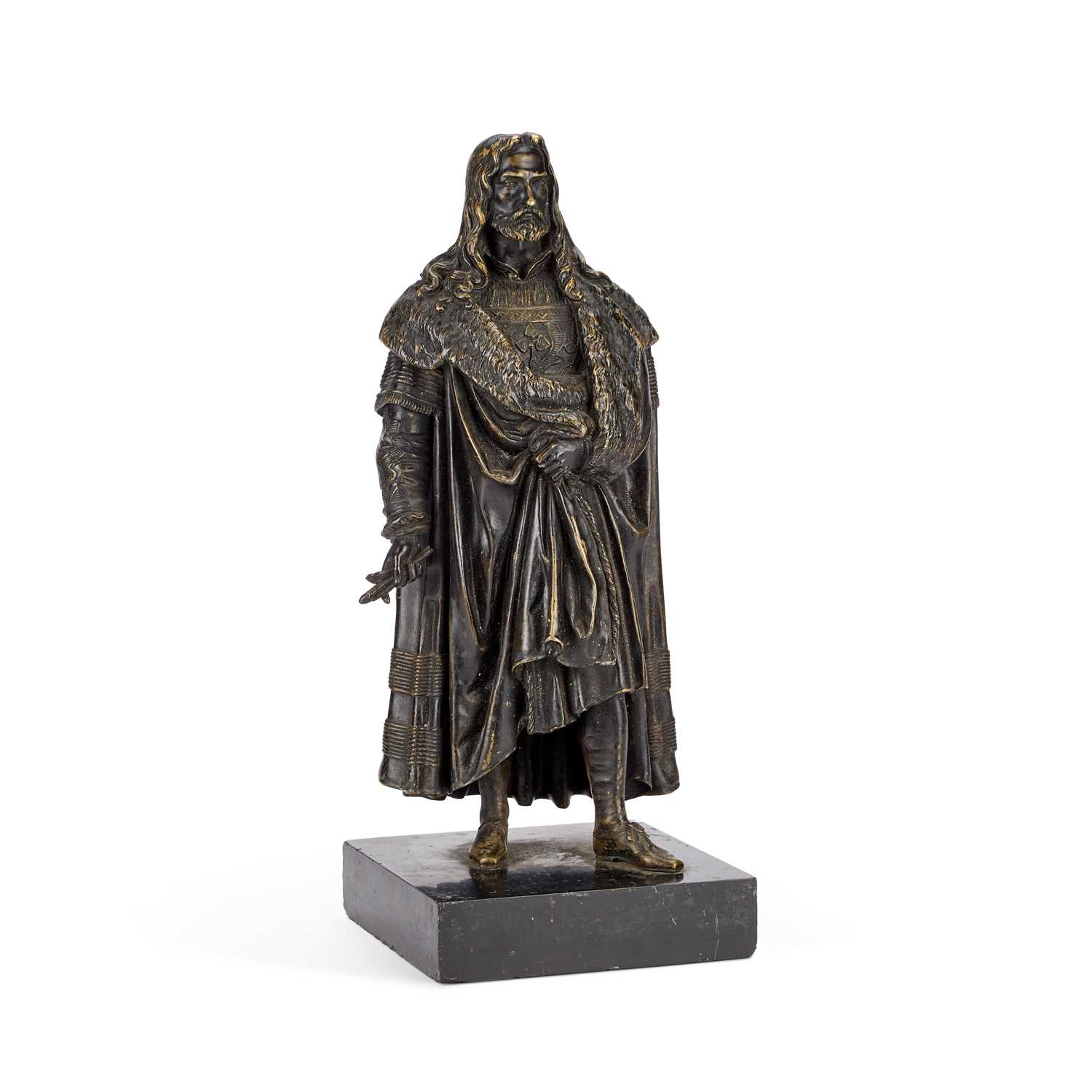 Lot 765 - A LATE 19TH CENTURY EUROPEAN SCHOOL BRONZE OF A NOBLEMAN