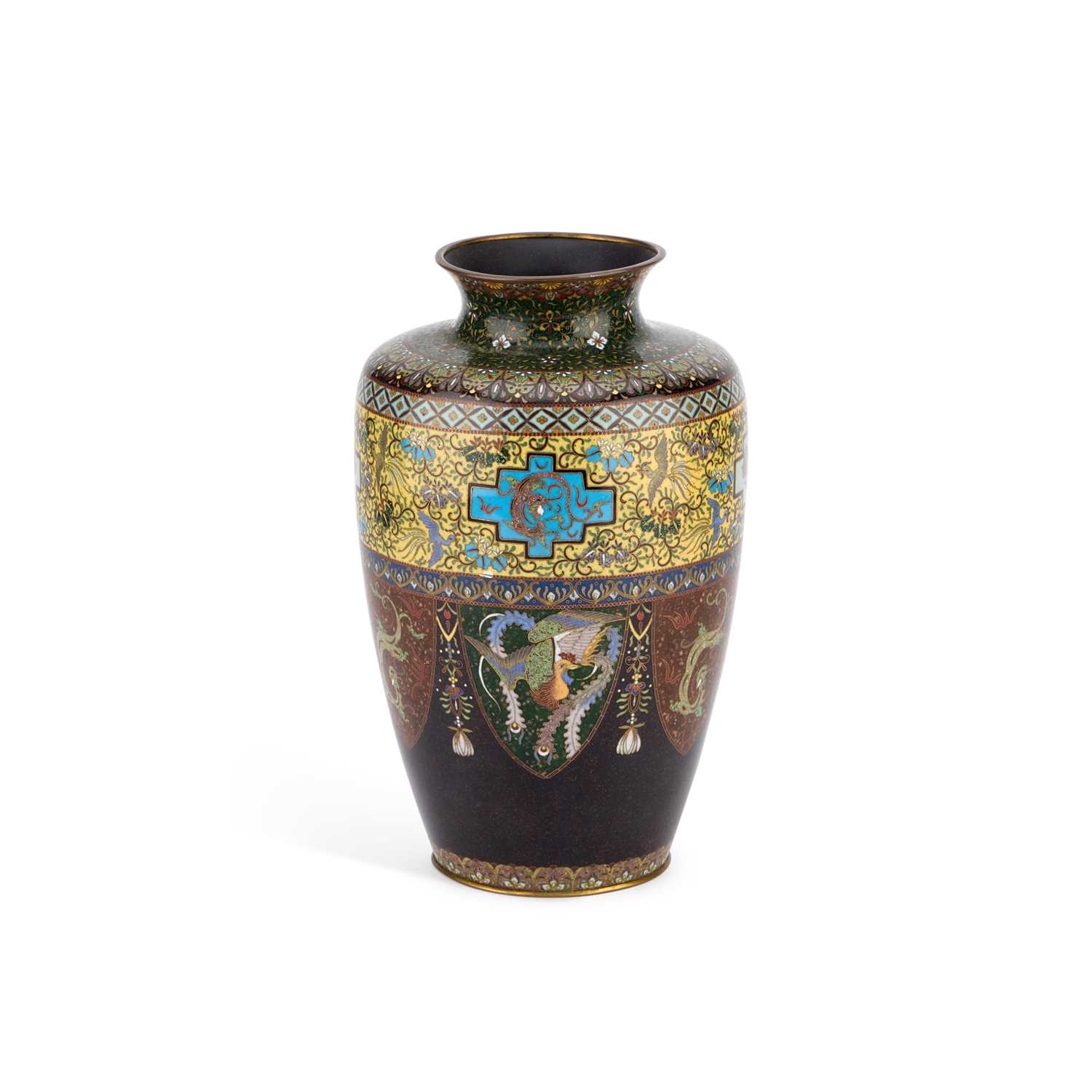 Lot 206 - A JAPANESE CLOISONNÉ ENAMEL VASE