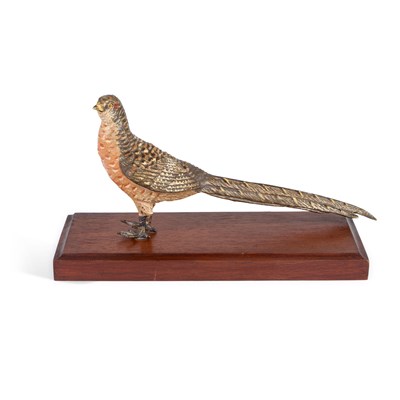 Lot 636 - A COLD-PAINTED BRONZE MODEL OF A PHEASANT