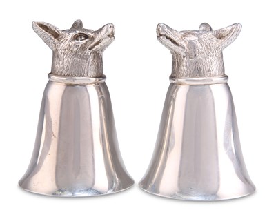 Lot 1190 - A PAIR OF ELIZABETH II SILVER STIRRUP CUPS