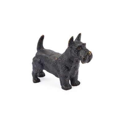 Lot 625 - A COLD-PAINTED BRONZE MODEL OF A SCOTTISH TERRIER