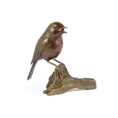 Lot 610 - PATRICIA NORTHCROFT, A BRONZE MODEL OF A ROBIN