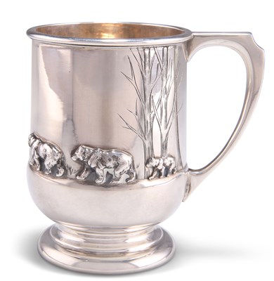 Lot 1163 - AN ELIZABETH II SILVER NURSERY RHYME CHRISTENING MUG