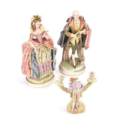 Lot 115 - A LARGE PAIR OF ITALIAN CERAMIC FIGURES