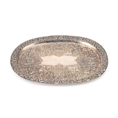 Lot 152 - A PERSIAN SILVER TRAY, PROBABLY SHIRAZ