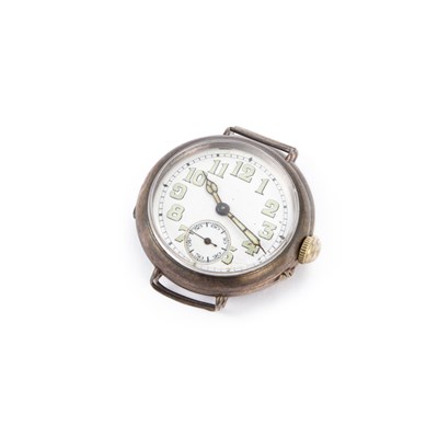 Lot 70 - A SILVER CASED TRENCH STYLE WATCH HEAD