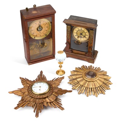 Lot 261 - A FRENCH GILTWOOD SUNBURST CARTEL CLOCK