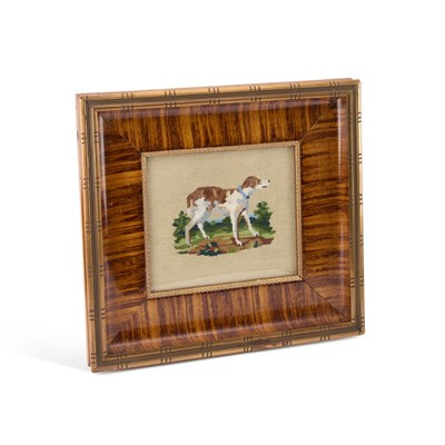 Lot 15 - A VICTORIAN NEEDLEWORK PICTURE OF A HOUND