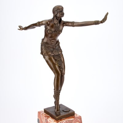 Lot 786 - AFTER CHIPARUS (20TH CENTURY), A BRONZE FIGURE OF A DANCER