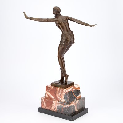 Lot 786 - AFTER CHIPARUS (20TH CENTURY), A BRONZE FIGURE OF A DANCER