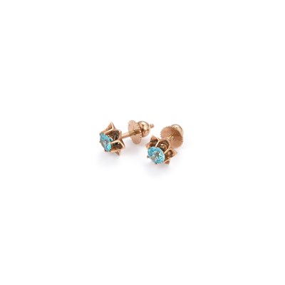 Lot 438 - A PAIR OF BLUE ZIRCON STUD EARRINGS