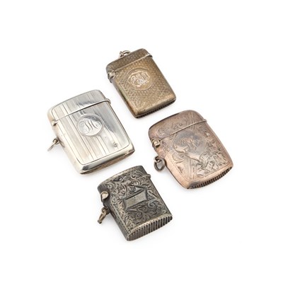 Lot 245 - FOUR SILVER VESTA CASES