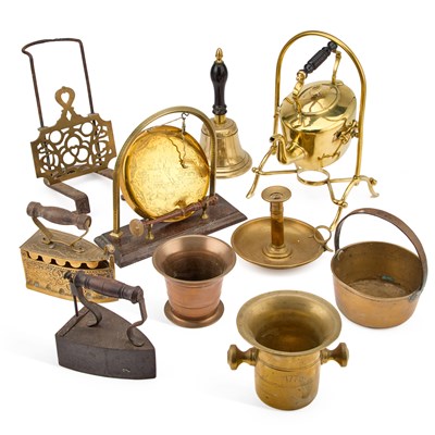 Lot 118 - A COLLECTION OF 19TH CENTURY AND LATER BRASS AND OTHER METALWORK