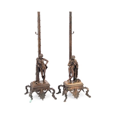 Lot 249 - A PAIR OF 19TH CENTURY FRENCH BRONZE TABLE LAMPS