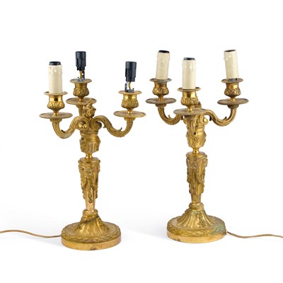 Lot 224 - A PAIR OF 19TH ORMOLU CANDELABRA