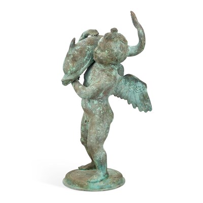 Lot 611 - A LATE 19TH CENTURY NEAPOLITAN SCHOOL FOUNTAIN IN THE FORM OF A CHERUB HOLDING A DOLPHIN