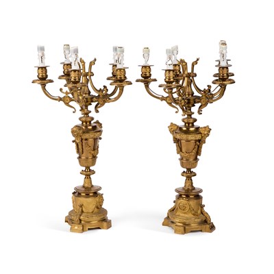 Lot 230 - A LARGE PAIR OF ORMOLU CANDELABRA