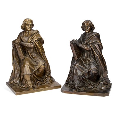 Lot 254 - TWO 19TH CENTURY FRENCH SCHOOL BRONZE SCULPTURES OF BISHOP JACQUES-BENIGNE BOSSUET (1627-1704)