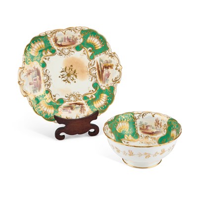 Lot 57 - AN ENGLISH PORCELAIN BOWL AND DISH, PROBABLY COALPORT, CIRCA 1835-40