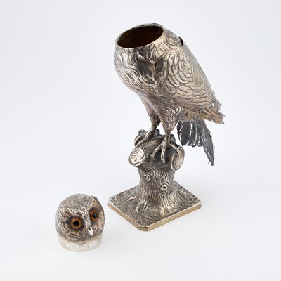 Lot 308 - A LARGE GERMAN SILVER MODEL OF AN OWL