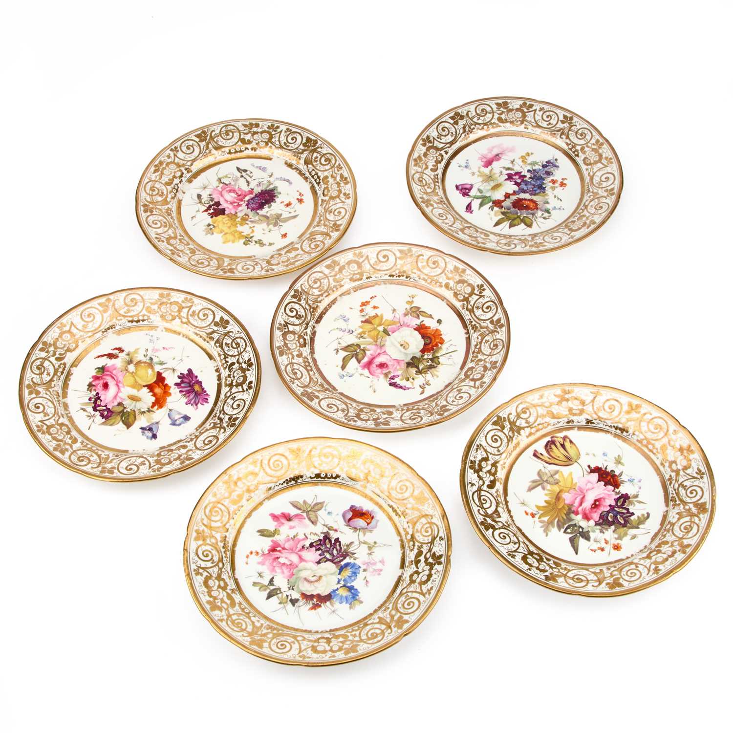 Lot 65 - A SET OF SIX COALPORT PLATES, CIRCA 1820