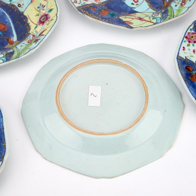 Lot 164 - SIX CHINESE 'PSEUDO-TOBACCO LEAF' PLATES, QIANLONG