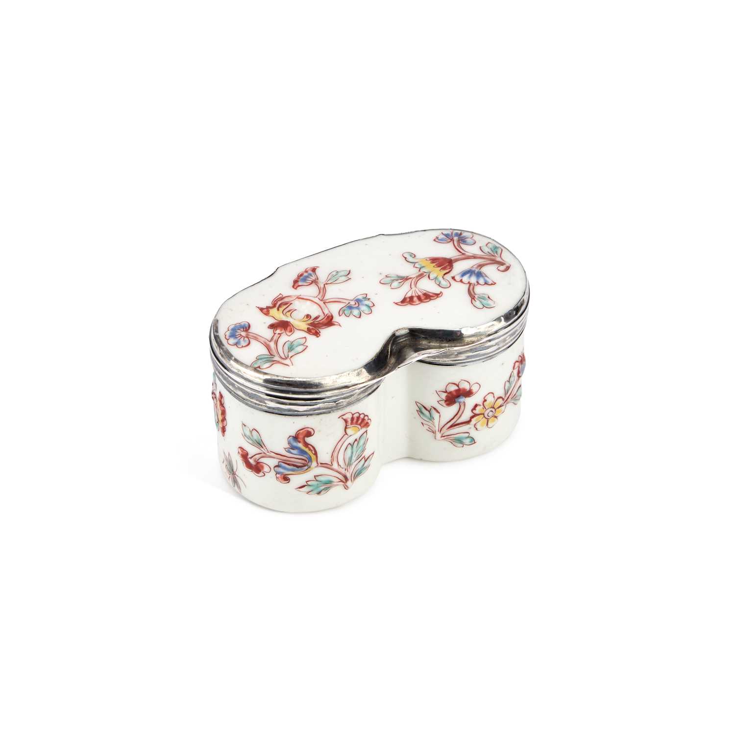 Lot 359 - A SILVER-MOUNTED ST. CLOUD PORCELAIN SNUFF BOX, CIRCA 1740