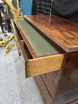 Lot A GEORGE III MAHOGANY SECRETAIRE CHEST OF DRAWERS