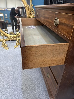 Lot 915 - A GEORGE III MAHOGANY SECRETAIRE CHEST OF DRAWERS