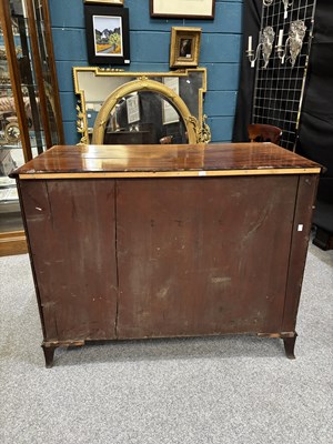 Lot A GEORGE III MAHOGANY SECRETAIRE CHEST OF DRAWERS