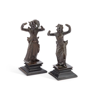 Lot 89 - A PAIR OF INDIAN BRONZE FIGURES, PROBABLY 19TH CENTURY