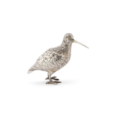 Lot 193 - A BELGIAN SILVER MODEL OF A SNIPE, CIRCA 1920