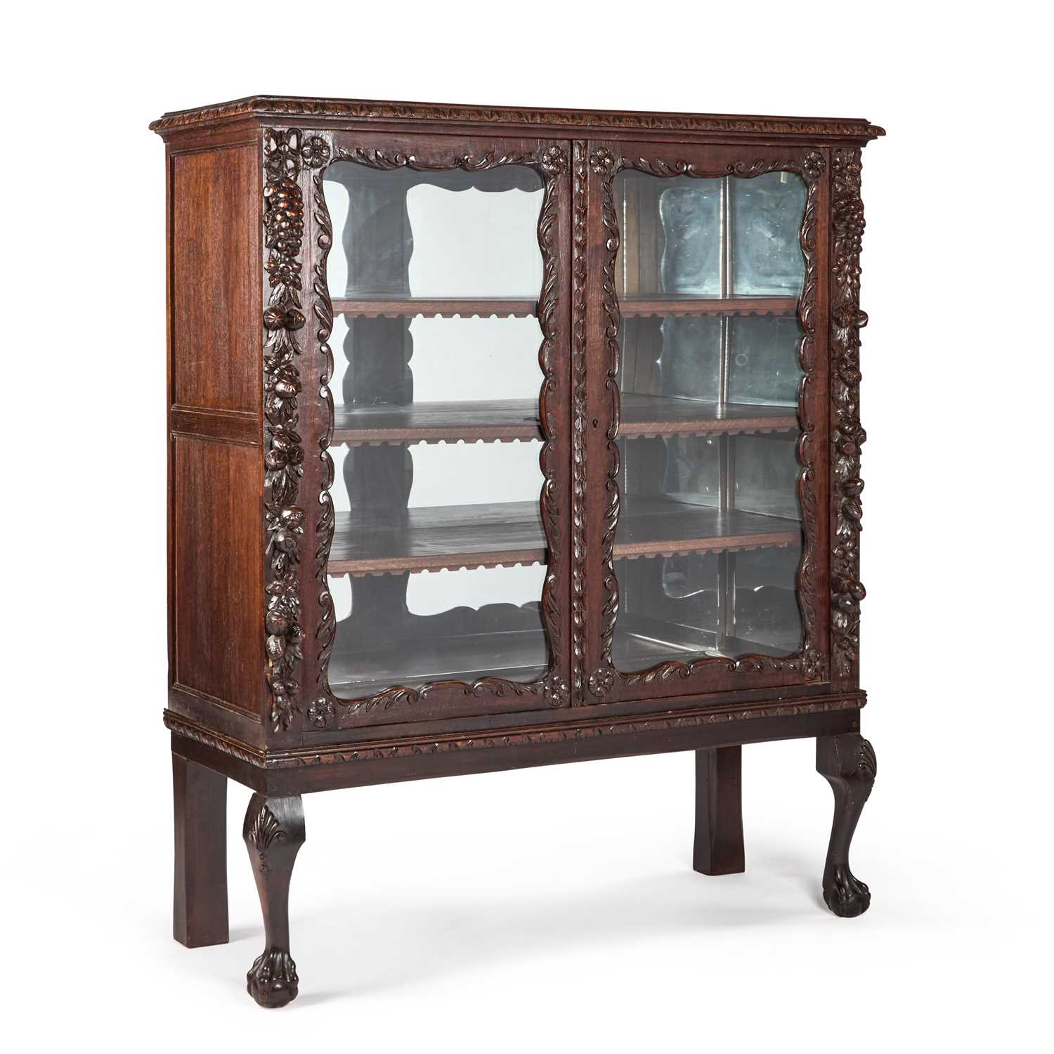 Lot 944 - A 19TH CENTURY CARVED OAK CABINET ON STAND