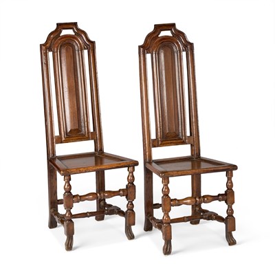 Lot 950 - A PAIR OF 17TH CENTURY OAK HIGH-BACK CHAIRS