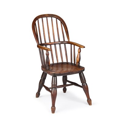 Lot 974 - A 19TH CENTURY ELM AND OAK CHILD'S WINDSOR CHAIR