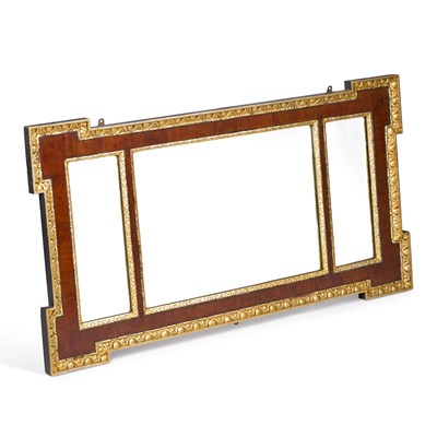 Lot 987 - A GEORGE II STYLE PARCEL-GILT MAHOGANY OVERMANTEL MIRROR