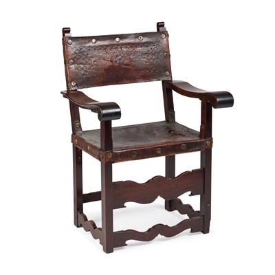 Lot 947 - A SPANISH WALNUT ARMCHAIR