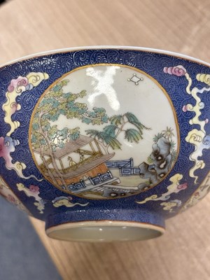 Lot 136 - A CHINESE PORCELAIN SGRAFFITO-GROUND 'MEDALLIONS' BOWL